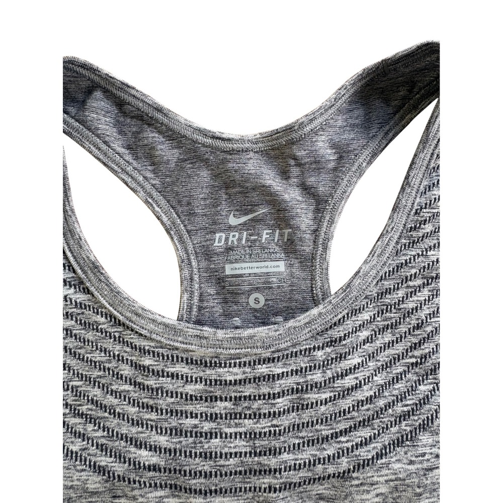 Nike Dri-FIT Knit Racerback Tank Top Womens Small Gray Heathered Training Run - Picture 2 of 4